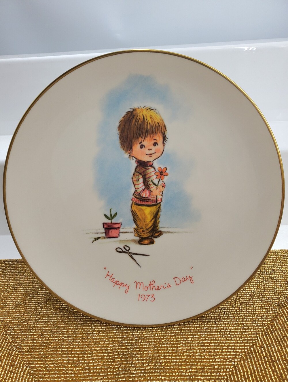 Gorham Moppets Mother’s Day Collector Plate 1973 Vintage Fran Mar U.S.A 8.5”
